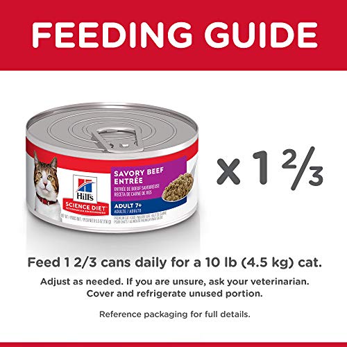 Hill's Science Diet Wet Cat Food, Adult 7+, Savory Beef Entrée, 5.5 oz. Cans, 24-Pack