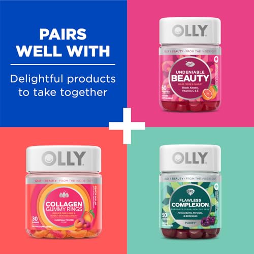 OLLY Glowing Skin Gummy, 25 Day Supply (50 Count), Plump Berry, Hyaluronic Acid, Collagen, Sea Buckthorn, Chewable Supplement (Packaging May Vary)