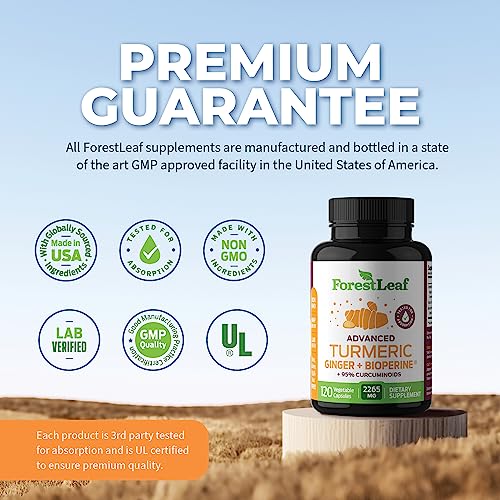 2265mg Extra Strength Organic Turmeric Supplement - with BioPerine and Ginger for High Absorption -Turmeric Curcumin with Black Pepper Extract - 95% Curcuminoids - Herbal Joint Support (120 Capsules)