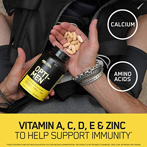 Optimum Nutrition Opti-Men, Vitamin C, Zinc and Vitamin D, E, B12 for Immune Support Mens Daily Multivitamin Supplement, 240 Count (Packaging May Vary)