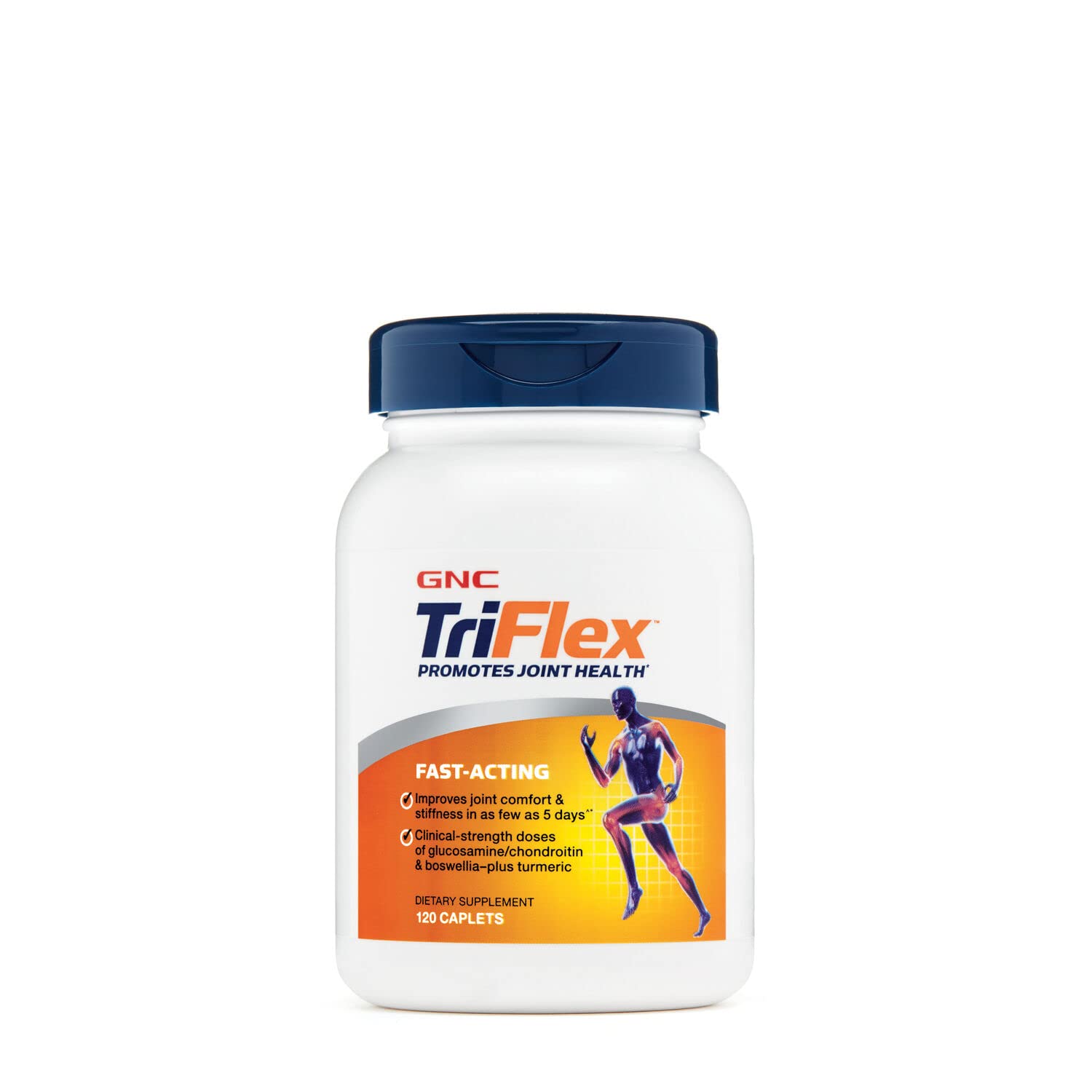 GNC TriFlex Fast-Acting, Improves Joint Comfort and Stiffness, Clinical Strength Doses of Glucosamine/Chondroitin and Boswellia - Plus Turmeric, 120 Caplets