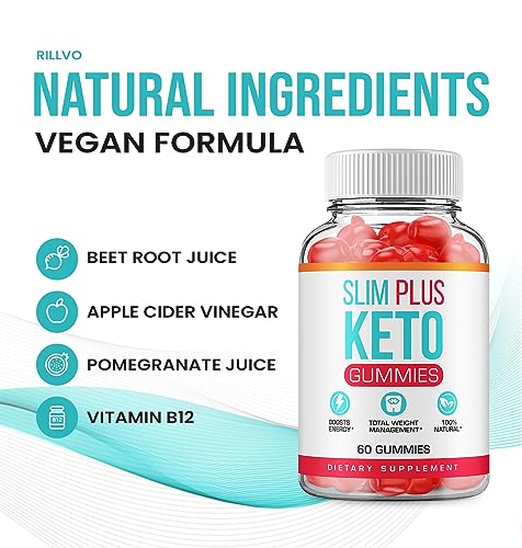 (5 Pack) Slim Plus Keto ACV Gummies - Official - Keto Slim Plus ACV Advanced Weight Loss Formula Shark Plus Tank Apple Cider Vinegar Dietary Supplement B12 Beet Root Juice Men Women (300 Gummies)