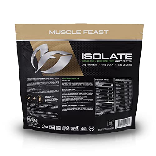 Muscle Feast Grass-Fed Whey Protein Isolate, All Natural Hormone Free Pasture Raised, Mocha, 5lb (94 Servings)