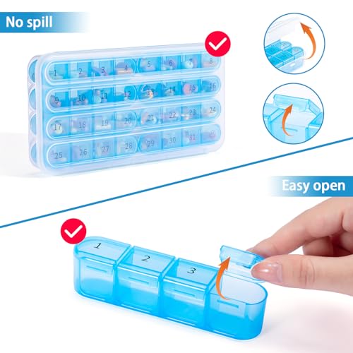 Daviky Monthly Pill Organizer 1 Time a Day, Month Pill Box Organizer 30 Day, 31 Day Daily Pill Case Once a Day, Travel Pill Organizer Monthly to Hold Vitamins, Supplements and Medication