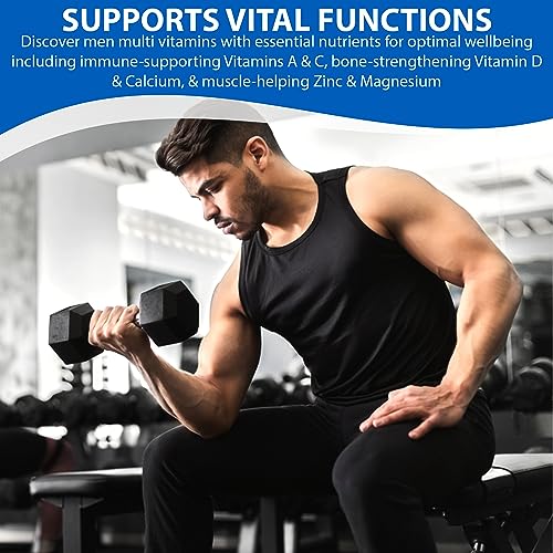 Nutradora Multivitamin for Men - Daily Men's Multivitamins & Multiminerals Supplement for Energy, Focus and Performance with Vitamins A, C, D, E & B12, Zinc, Calcium, Magnesium, 30 Days Supply