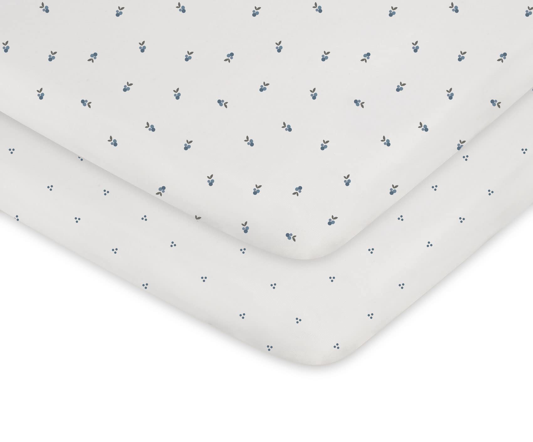 Ely's & Co. Patent Pending Waterproof Bassinet Sheet Set - 2 Pack Berry and Cluster Dot (Blue)