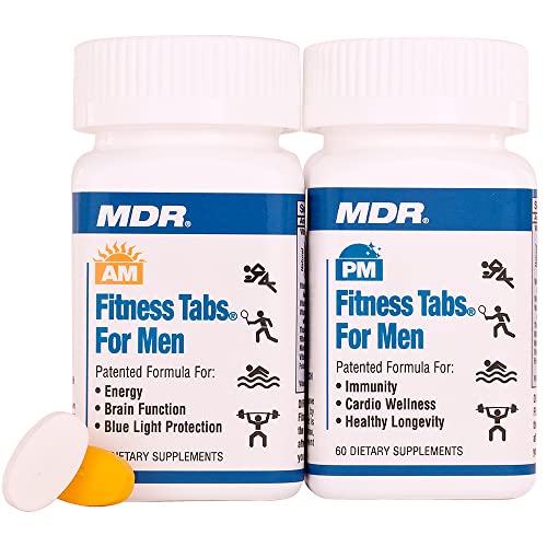 MDR Fitness Tabs Patented AM/PM Multivitamin for Men Doctor Formulated with Right Nutrients at The Right Time - Gluten Free - 2 Month Supply