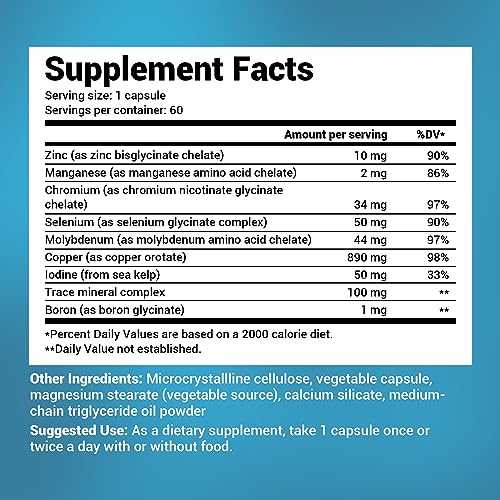 Dr. Berg Trace Minerals Enhanced Complex - Complete with 70+ Nutrient-Dense Health Minerals - Made w/Natural Ingredients - Dietary Supplements - 60 Capsules