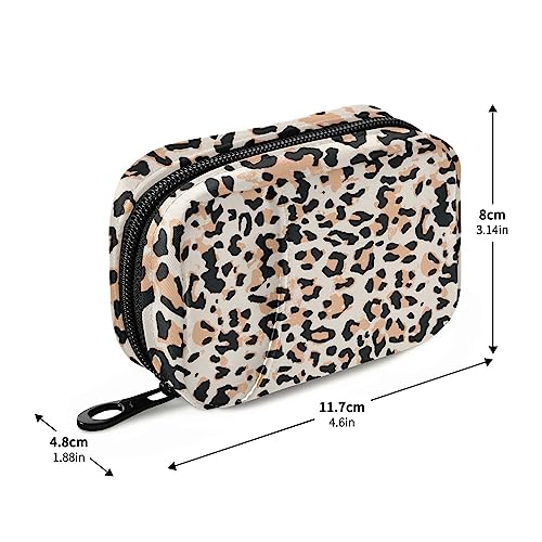 Orange Black Leopard Travel Pill Organizer Case Daily Medicine Organizer Travel Pill Box Pill Container for Travel Family Business Vitamins Fish Oil Supplements