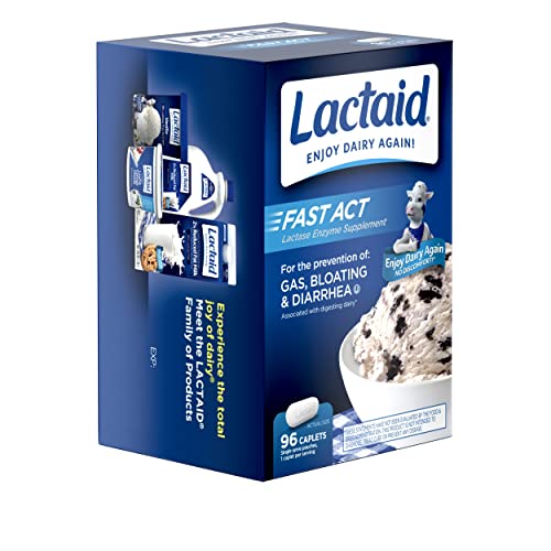 Lactaid Fast Act Lactose Intolerance Relief Caplets with Lactase Enzyme, 96 Count