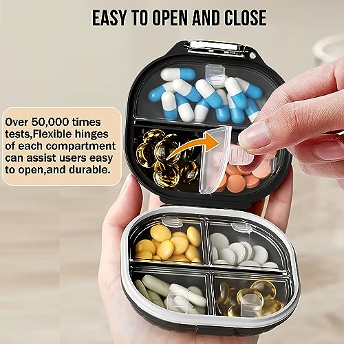 2 Pack Pill Organizer Pill Box 7 Compartments Large Pill Dispenser Home Travel Supplement Holder Airtight Vitamin Container Daily Medicine Travel Essentials(Small+ Large)