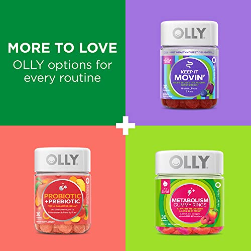 OLLY Fiber Gummy Rings, 5g Prebiotic Fiber, FOS (Fructo-oligosaccharides), Digestive Support, Berry Melon 50ct