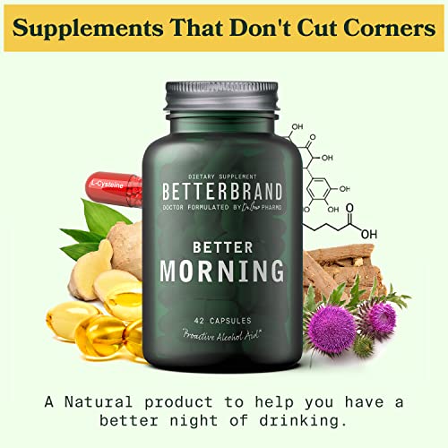 Betterbrand BetterMorning All-Natural Ingredients Including DHM - Supports Liver Aid - Gluten-Free, Vegetarian (42 Capsules)