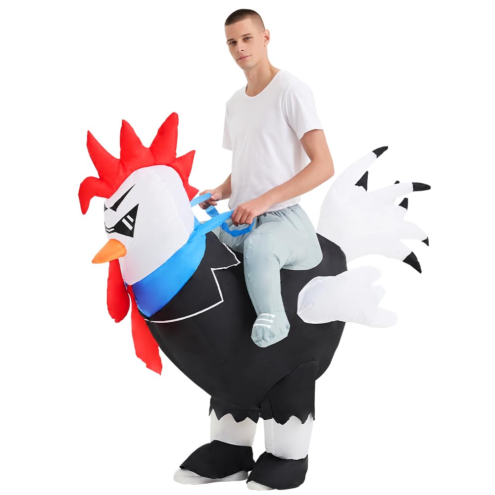 Decalare Inflatable Costume For Adults,Ride On Chicken Costume, Halloween Costumes For Men/Women,Funny Blow up Costumes (Suit Rooster)