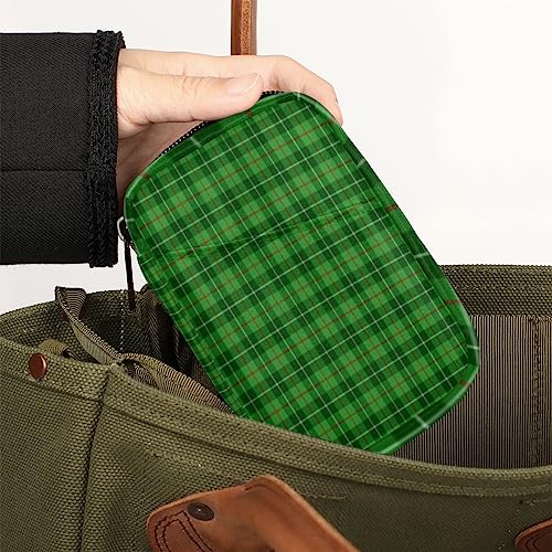 Blane Tartan Pill Box 7 Day Travel Pill Organizer for Child Adult Elder Pill Case with Zipper Green Plaid Portable Weekly Case Compact Size for Vitamin Supplement Holder