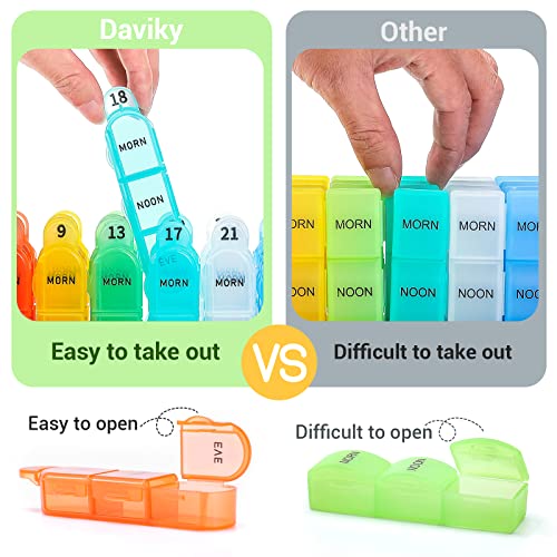 Daviky Monthly Pill Organizer 3 Times a Day, 30 Day Pill Organizer with Small Pill Box, One Month Medicine Organizer, 31 Day Pill Case Pill Container to Hold Vitamin, Supplement and Medication