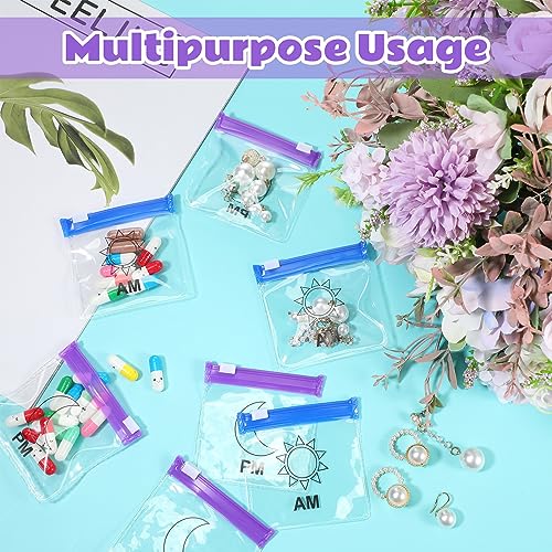 70 Pcs Pill Pouch Bag Zippered Pill Pouch Reusable Translucent Medicine Organizer Travel Plastic Pill Bag with Slide Lock (Moon and Sun)