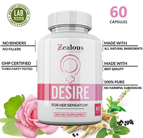 Zealous Nutrition Desire Multivitamin Pills – 5X Natural Mood Booster for Women - Increase Energy, Vitality, Headache Relief - for All Ages - 60 Caps