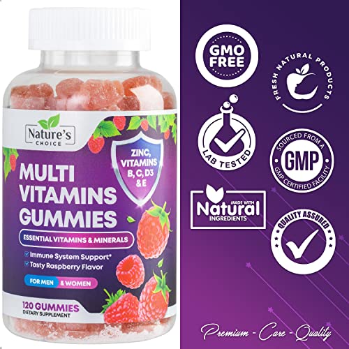 Multivitamin Gummies - Nature's Daily Gummy Multivitamins for Adults, Women & Men with Vitamins A, C, E, B6, B12, and Minerals - Natural Multi Vitamin Supplement, Non-GMO, Berry Flavor - 120 Gummies