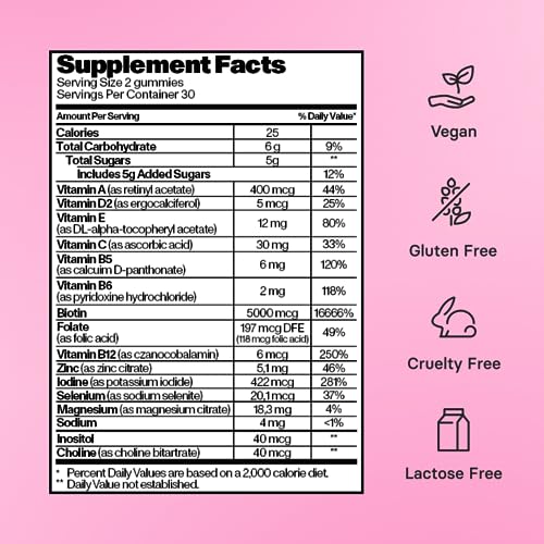 Bloom Hair Gummies for Faster Hair Growth & Biotin Vitamins for Rapid Hair Growth for Women Gummies Hair Vitamins Supplements for Increased Hair Thickness (1 Month Supply) Vegan Hair Growth Vitamins