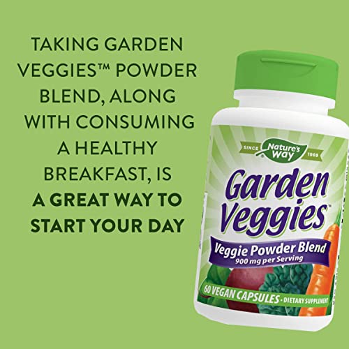 Nature's Way Daily Garden Veggies, Veggie Powder Blend, 900mg per 2-Capsule Serving, 60 Capsules