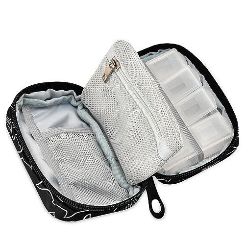 Sharks Travel Pill Organizer Case Weekly Portable Pill Bag Container 7 Days Pill Box Organizer for Vitamins Medication Fish Oil Supplements