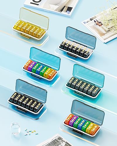 Extra Large Weekly Pill Organizer 2 Times A Day, Acedada Drop-Proof 7 Day Am Pm Pill Box, XL Twice Daily Pill Case, Portable Detachable 14 Grids, Sturdy Medicine Container for Vitamins Fish Oils, DG