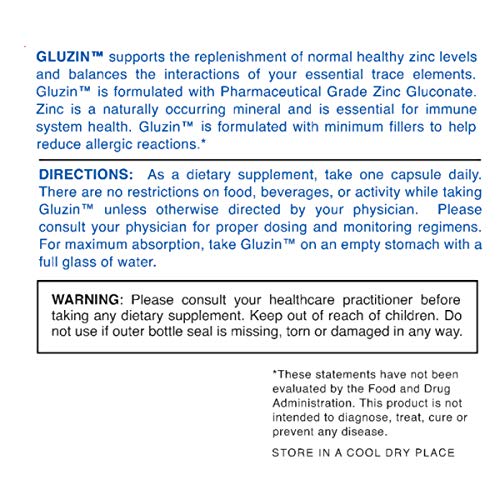 Gluzin 50MG Pharmaceutical Grade Zinc Frontline Defense Vegan Friendly – 2 Bottles (120 Vegetarian Capsules)