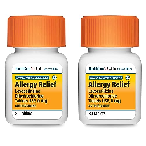 HealthCareAisle Allergy Relief - Levocetirizine Dihydrochloride Tablets USP, 5 mg, 160 Tablets, Original Prescription Strength Allergy Medication, 24-Hour Allergy Relief, 80 Count (Pack of 2)