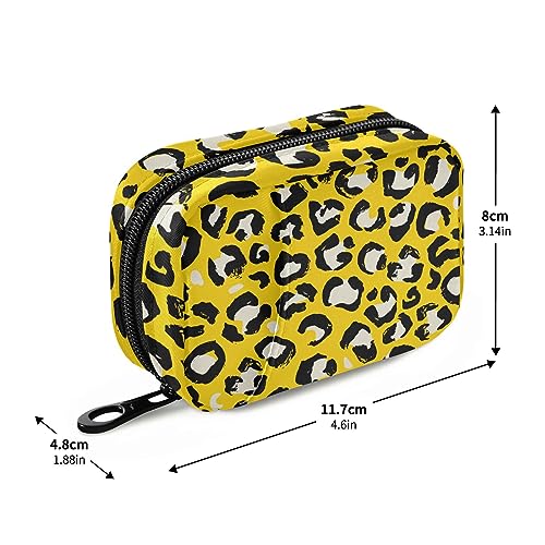 Leopard Travel Pill Organizer Case 7 Day Pill Box Holder Large Daily Medicine Organizer for Fish Oils Vitamin Travel Business Gifts