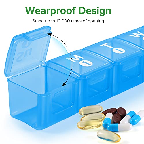 Large Monthly Pill Organizer, 28 Day Pill Box 1 Time a Day, 4 Weeks a Month Pill Case Container,Travel Friendly Medicine Organizer for Vitamins, Fish Oils, Supplements