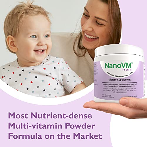 NanoVM 1-3 Years, Allergen-Free Multivitamin for Kids, Flavorless Dietary Supplement, Powdered Supplement with 14 Vitamins & 13 Minerals, Low-Carbohydrate Toddler Vitamins, 275g - Solace Nutrition