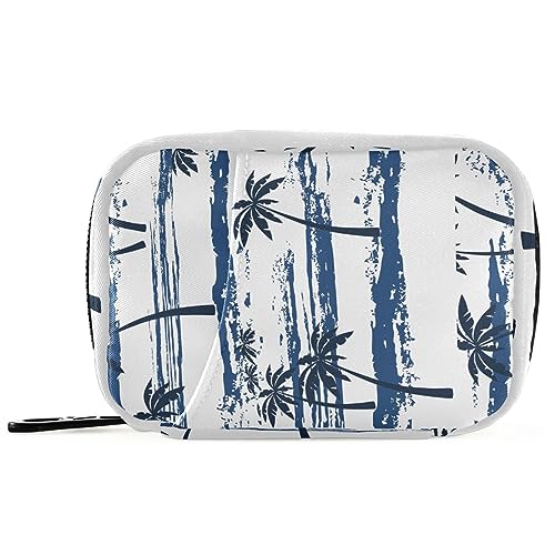 Sea Palm Trees Travel Pill Organizer Case 7 Day Pill Box Holder Large Daily Medicine Organizer for Vitamin Fish Oil Pills Supplements