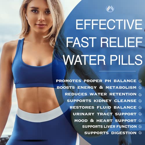 Water Pills Diuretic Water Retention, Liver Detox, Kidney Cleanse, Weight, Swelling, Bloating Relief. Green Tea, Cranberry, Apple Cider Vinegar, Dandelion Root, Vitamin B6, Chloride, Potassium (1)