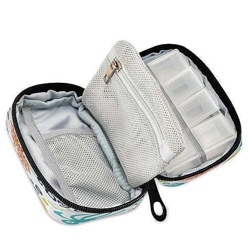 Kigai Ocean Animals Pill Case, Portable Weekly Daily Pill Case Bag Organizer with Zipper for Vitamins Medicine Supplements Travel Family Business