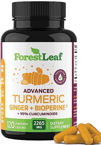 2265mg Extra Strength Organic Turmeric Supplement - with BioPerine and Ginger for High Absorption -Turmeric Curcumin with Black Pepper Extract - 95% Curcuminoids - Herbal Joint Support (120 Capsules)