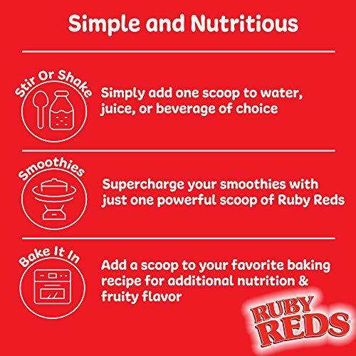 Ruby Reds | Delicious Reds Powder Fruit & Vegetable Supplement with Potent Vitamins, Minerals, Enzymes, Herbs, Nutrients and Probiotics for Overall Health 11 oz. (30 Servings)