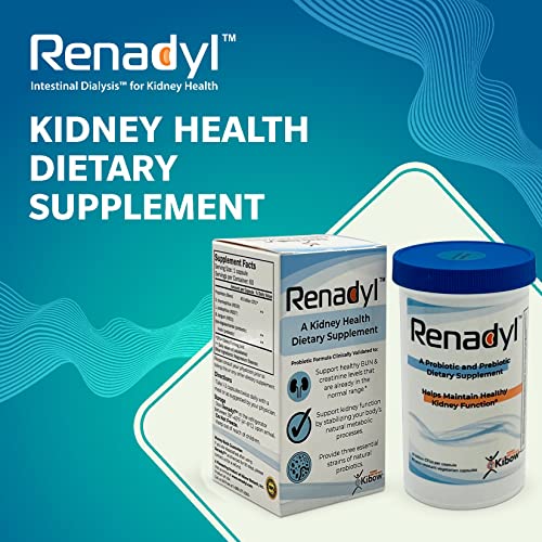 Kibow Renadyl™- All-Natural Probiotic Best Kidney Supplement - 3 Bottles, Acid- Resistant Capsules, Vegetarian, Non-GMO, Sugar-Free, Direct from Biotech, The Manufacturers of Renadyl™