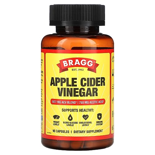 Bragg Apple Cider Vinegar Capsules - Vitamin D3 & Zinc - 750mg of Acetic Acid – Immune & Weight Management Support - Non-GMO, Vegan, Gluten Free, No Sugar (1)