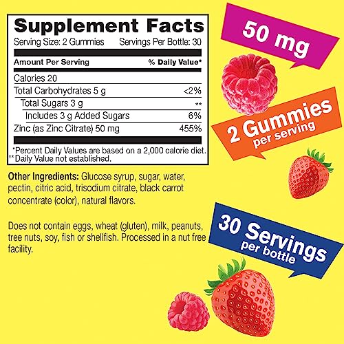 WellYeah Zinc Gummies 50 mg - Supports Healthy Immune Function and Antioxidant Health - Natural Berry Flavor - Gluten-Free, GMO-Free - Chewable Gummy Dietary Supplement - 60 Gummies