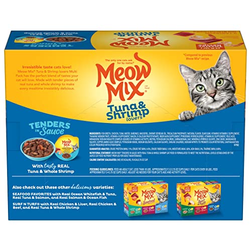 Meow Mix Tender Favorites Wet Cat Food, Tuna & Whole Shrimp in Sauce, 2.75 Ounce Cup (Pack of 48) (Packaging May Vary)