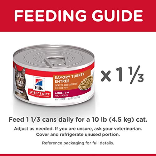 Hill's Science Diet Wet Cat Food, Adult, Minced Turkey & Liver, 5.5 oz. Cans, 24-Pack