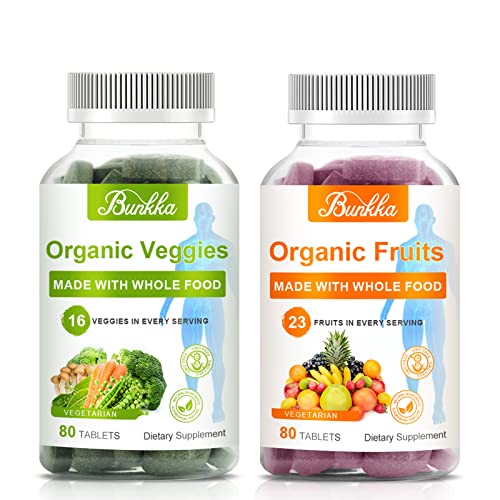 Bunkka Fruits and Veggies Supplement - Filled with Vitamins, 23 Fruits & 16 Vegetables - Balance of Organic Nature Fruit and Vegetables, Supports Energy Levels - Non GMO, Soy Free & Vegan