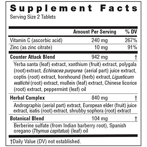 Rainbow Light Immune Support, Vitamin C & Zinc, Counter Attack, Gluten Free, Vegan, Sugar-Free, 3 Targeted Blends For Overall Immune Support, 90 Tablets