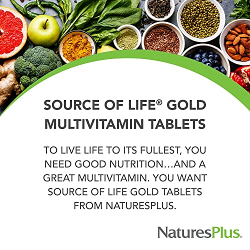 Source of Life Gold Multivitamin - 180 Tablets - Blood Support, Bone Support, Healthy Immune System - Includes Vitamins D3, B12, K2 & Over 120 Whole Food Nutrients - 60 Servings