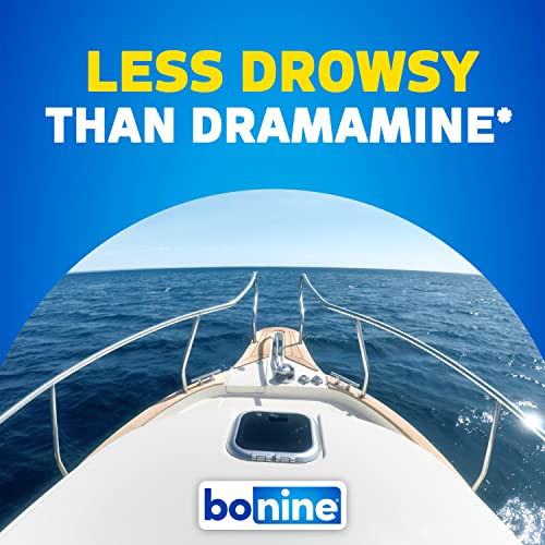 Bonine Non-Drowsy Motion Sickness Relief - 32 Chewable Tablets with Meclizine HCL 25mg - Non Drowsy Medicine for Nausea or Motion Sickness - Cruise Essentials - Raspberry Flavor