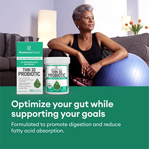 Physician's CHOICE Probiotics for Weight Management & Bloating- 6 Probiotic Strains - Prebiotics - ACV - Green Tea & Cayenne - Supports Gut Health - Weight Management for Women & Men - 30 ct