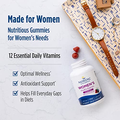 Nordic Naturals Women's Multivitamin Gummies, Mixed Berry - 60 Gummies - Support for Healthy Skin, Hair, Bones, Energy & Immunity - Non-GMO, Vegetarian - 30 Servings