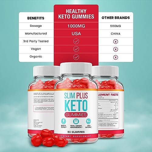 (5 Pack) Slim Plus Keto ACV Gummies - Official - Keto Slim Plus ACV Advanced Weight Loss Formula Shark Plus Tank Apple Cider Vinegar Dietary Supplement B12 Beet Root Juice Men Women (300 Gummies)