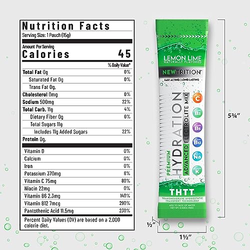 NewTrition Hydration Drink Electrolyte Powder Packets | Dehydration Relief | Non-GMO | Mixed Display - 48 Count